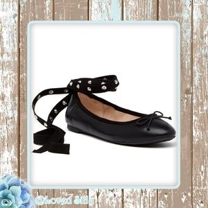 NWT Studded Lace-Up Ballet Flat